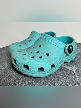Teal Blue Crocs Rubber Clogs 6